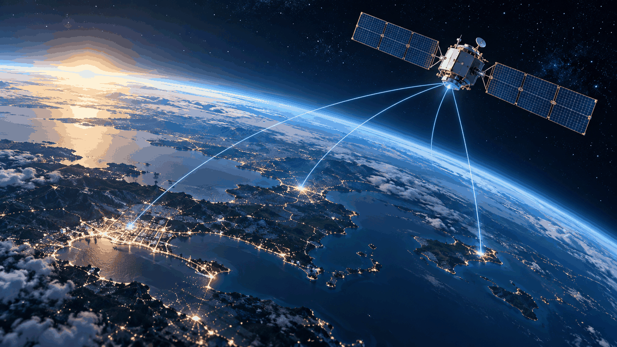 Satellite and Earth space scene