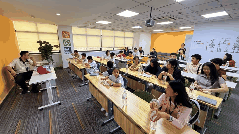 Students taking part in a classroom technology activity