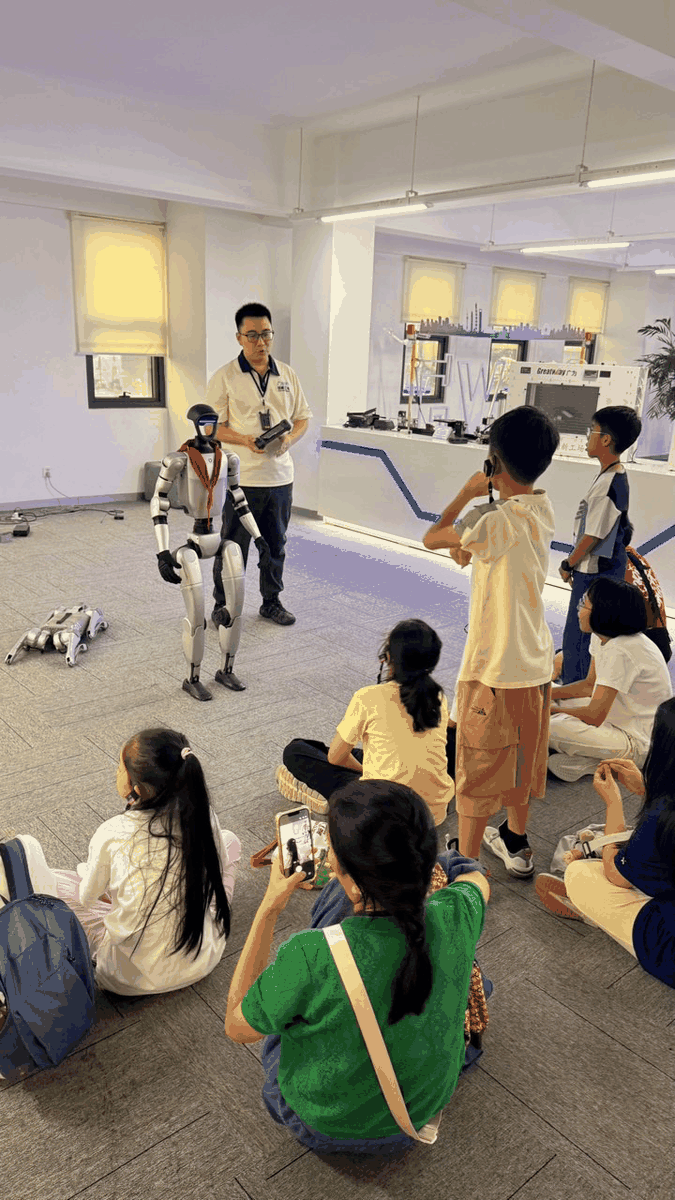 Students taking part in an interactive classroom experience